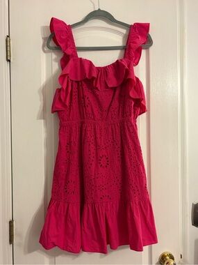 Cider Hot Pink Ruffle Dress